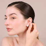Orecchini a Bottone in Argento 925 placcato Oro 18Kt con Perle Keshi Bianche d'Acqua Dolce Ø 10 mm