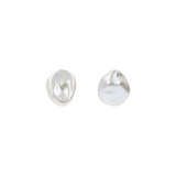 Stud Earrings with White Freshwater Keshi Pearls Ø 10 mm in 18Kt Yellow Gold Plated 925 Silver