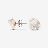 Orecchini a Bottone in Argento 925 placcato Oro 18Kt con Perle Keshi Bianche d'Acqua Dolce Ø 10 mm