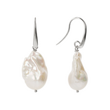 Pendant Earrings with White Freshwater Scaramazza Pearl Ø 17/18 mm