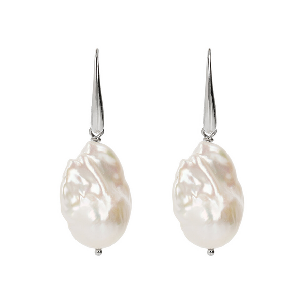 Pendant Earrings with White Freshwater Scaramazza Pearl Ø 17/18 mm