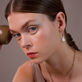 Pendant Earrings with White Freshwater Scaramazza Pearl Ø 17/18 mm in 18Kt Rose Gold Plated 925 Silver