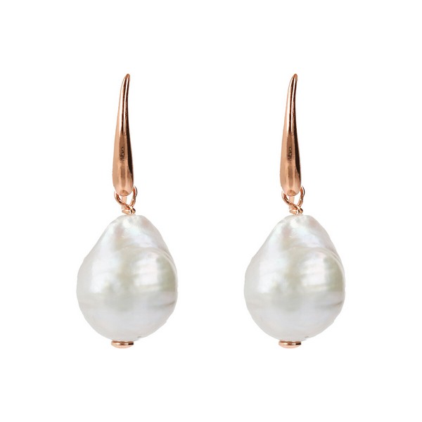 Ohrringe mit weißer Süßwasser-Scaramazza-Perle Ø 17/18 mm aus 18 Karat Roségold vergoldetem 925er Silber