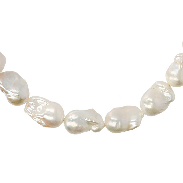 Halskette mit weißen Süßwasser-Scaramazze-Perlen, 48 cm