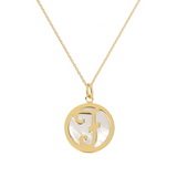 Necklace with White Mother-of-Pearl Pendant and Yellow Gold Plated Initial