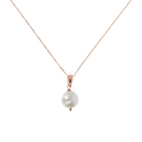 Rose Gold Plated Necklace with White Freshwater Ming Pearl Pendant Ø 12/13 mm