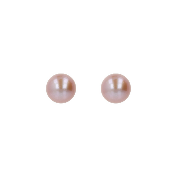Pink Button Earrings with Freshwater Pearls Ø 12/13 mm
