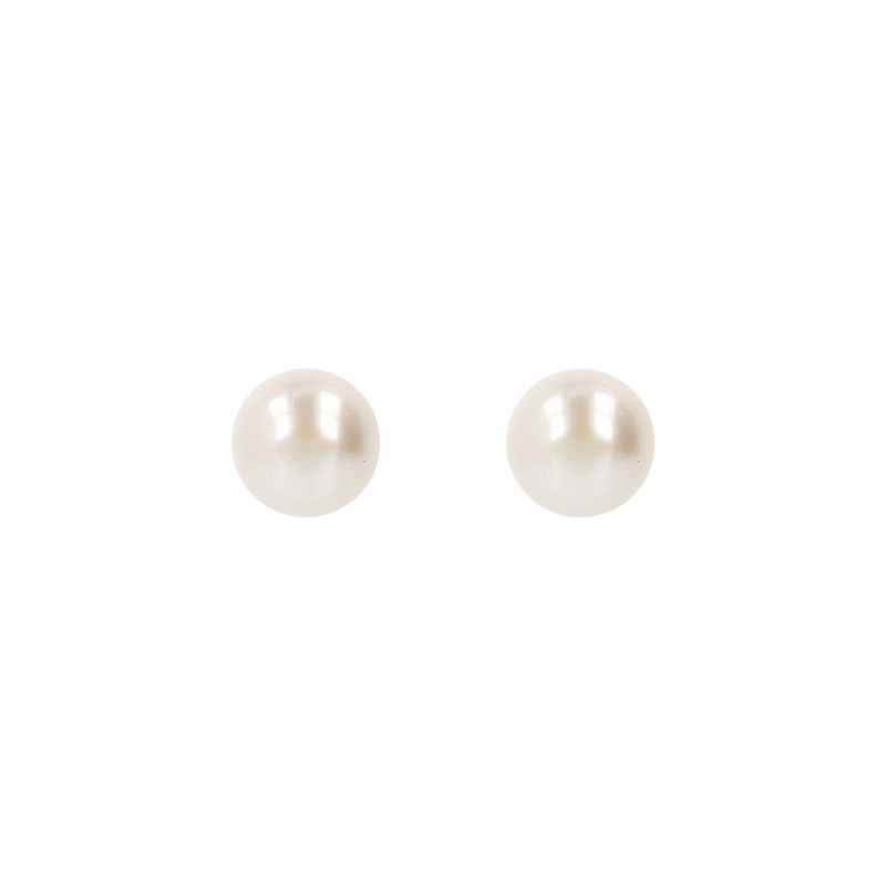 Earrings with White Freshwater Button Pearls Ø 12/13 mm