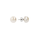 Earrings with White Freshwater Button Pearls Ø 12/13 mm