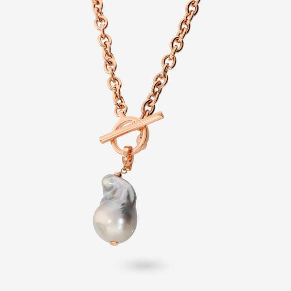 Rolo Chain Necklace and Pendant with Grey Freshwater Scaramazza Pearl