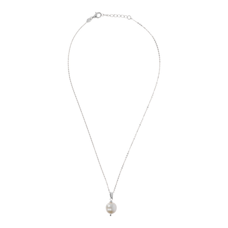 White Gold Necklace with White Freshwater Ming Pearl Pendant 