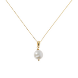 Yellow Gold Plated White Freshwater Ming Pearl Pendant Necklace