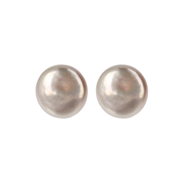 Stud Earrings with Multicolor Freshwater Coin Pearls Ø 13/14 mm in 18Kt Yellow Gold Plated 925 Silver