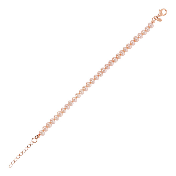 Bracelet Tennis Perles d'Eau Douce Multicolores Ø 5/5,5 mm en Argent 925 Plaqué Or Rose 18Kt