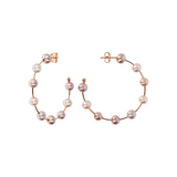 Hoop Earrings with Multicolor Freshwater Pearls Ø 6/6.5 mm in 18Kt Rose Gold Plated 925 Silver