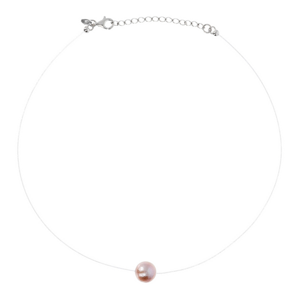 Choker Necklace with Multicolor Freshwater Ming Pearl Ø 11/13 mm in 18Kt White Gold Plated 925 Silver