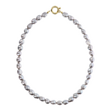 Choker Necklace with Grey Freshwater Nugget Pearls Ø 8/9 mm in 18Kt Yellow Gold Plated 925 Silver