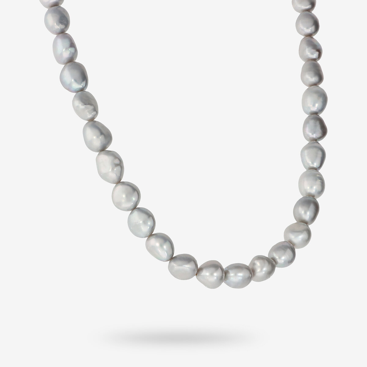 Collana Girocollo in Argento 925 placcato Oro Giallo 18Kt con Perle a Pepita Grigie d'Acqua Dolce Ø 8/9 mm