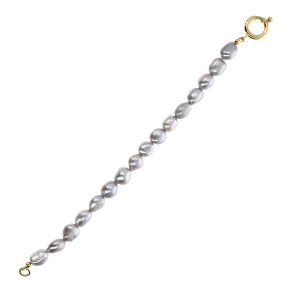 Bracelet avec Perles d'Eau Douce Grises Nugget Ø 8/9 mm en Argent 925 Plaqué Or Jaune 18Kt