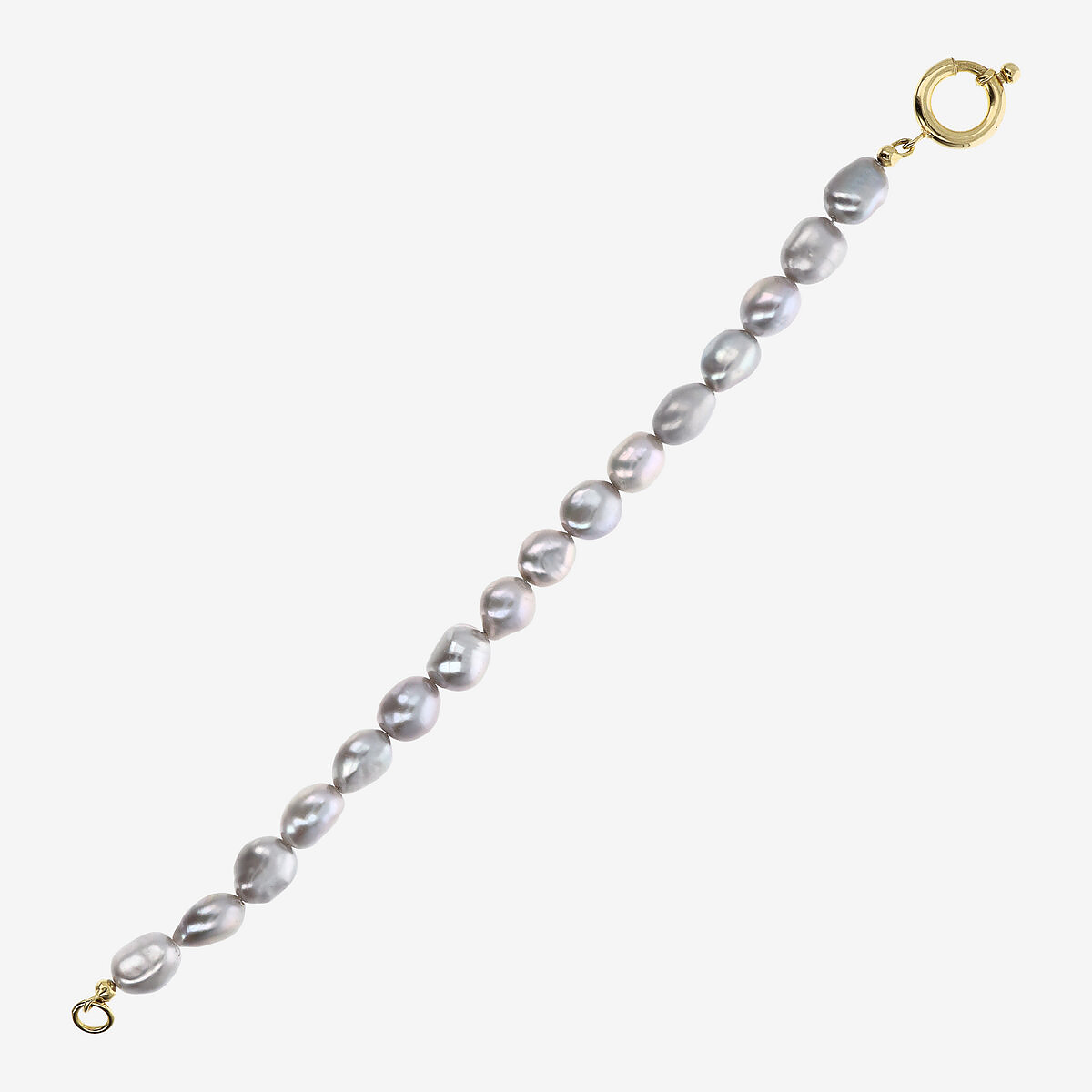 Bracelet avec Perles d'Eau Douce Grises Nugget Ø 8/9 mm en Argent 925 doré à l'or fin 18ct