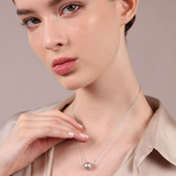 Collier avec Perle d'eau douce Ming grise Ø 11/12 mm en Argent 925 Doré à l'or fin 18ct 18Kt