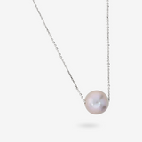 Collier avec Perle d'eau douce Ming grise Ø 11/12 mm en Argent 925 Doré à l'or fin 18ct 18Kt