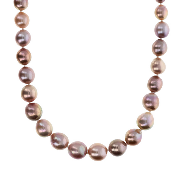 Graduated Choker Necklace with Multicolor Freshwater Ming Pearls Ø 9/12 mm in 18Kt White Gold Plated 925 Silver