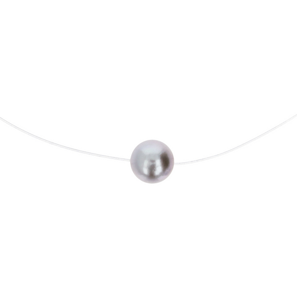 Choker Necklace with Grey Freshwater Pearl Ø 11/13 mm in 18Kt White Gold Plated 925 Silver