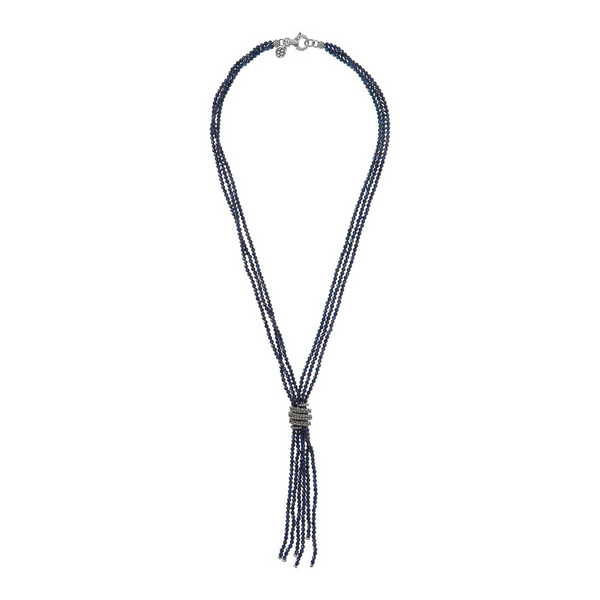 Mehrsträngige Y-Halskette mit blauem Saphir 