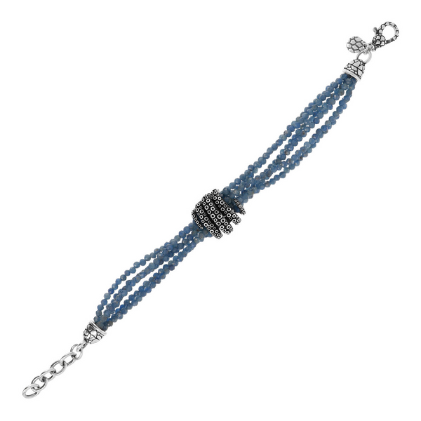 Bracelet multi-rangs avec élément saphir bleu et tentacules de poulpe