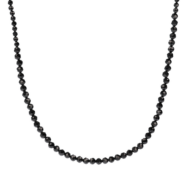 Lange abgestufte Halskette mit schwarzen Spinell-Natursteinen