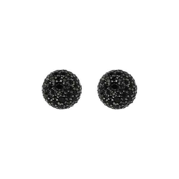 Stud Earrings with Pavé in Black Spinel 