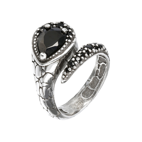 Snake Texture Contrarié Ring with Black Spinel