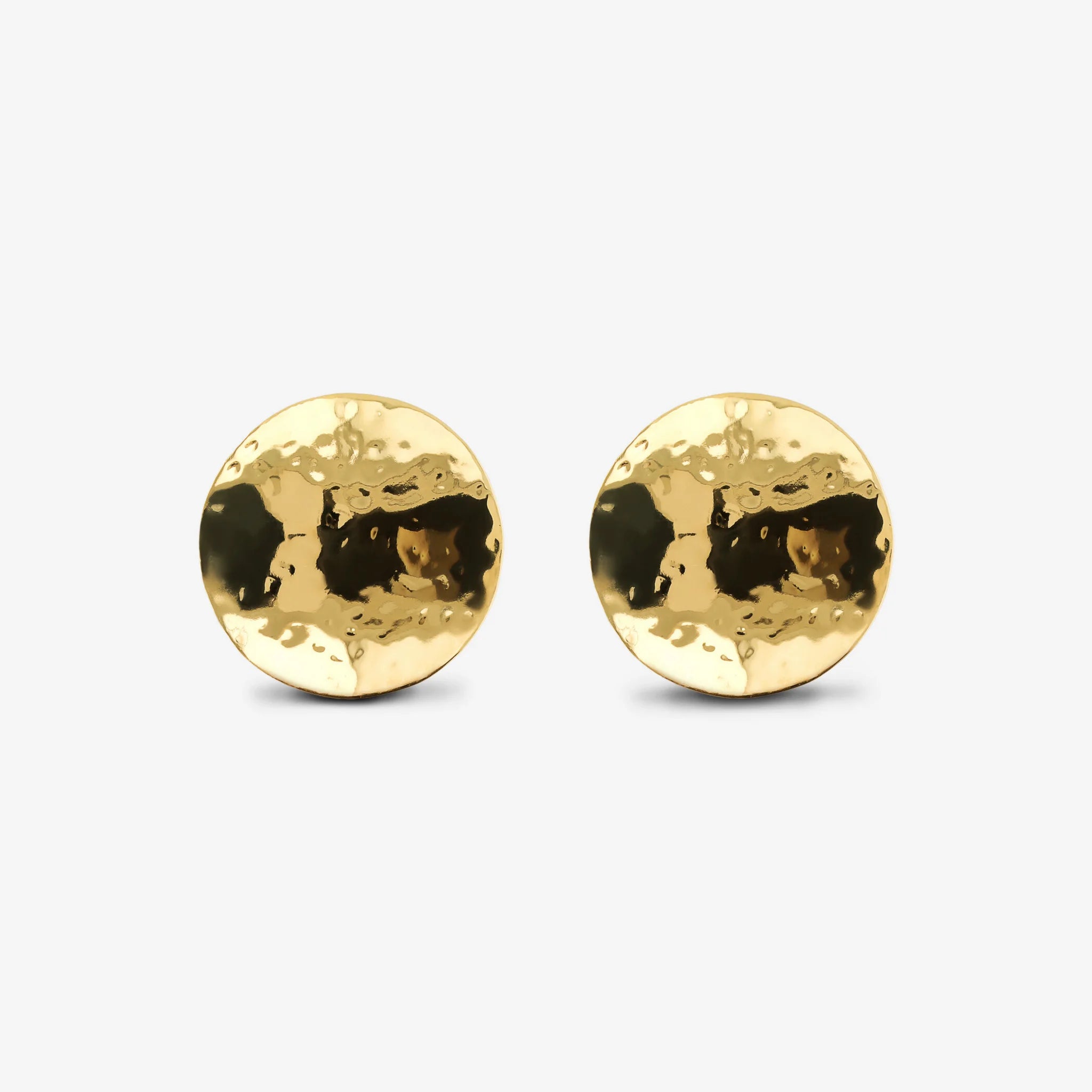 Boucles d'oreilles disque martelé en argent 925 plaqué or jaune 18Kt
