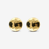 Orecchini a Disco Martellati in Argento 925 placcato Oro Giallo 18Kt