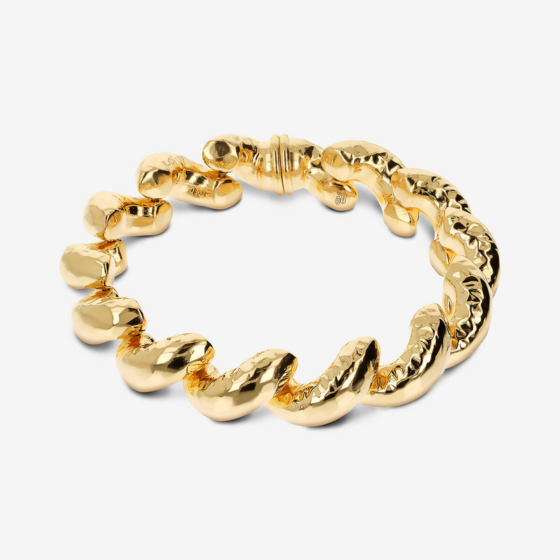 Hammered San Marco Jersey Bracelet in 18Kt Yellow Gold Plated 925 Silver