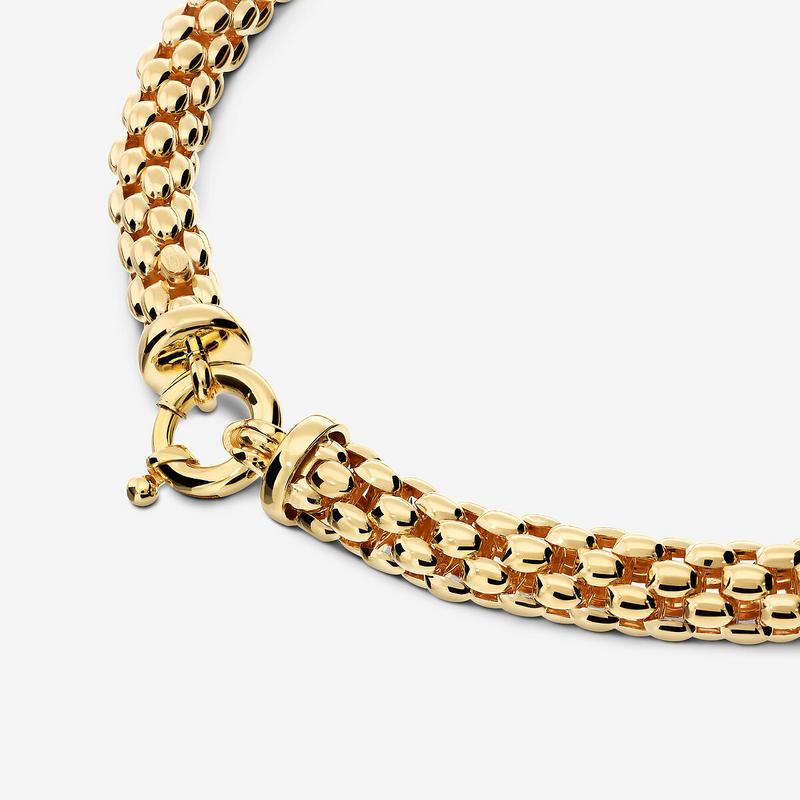 Collana Girocollo Maxi Maglia Popcorn in Argento 925 placcato Oro Giallo 18Kt