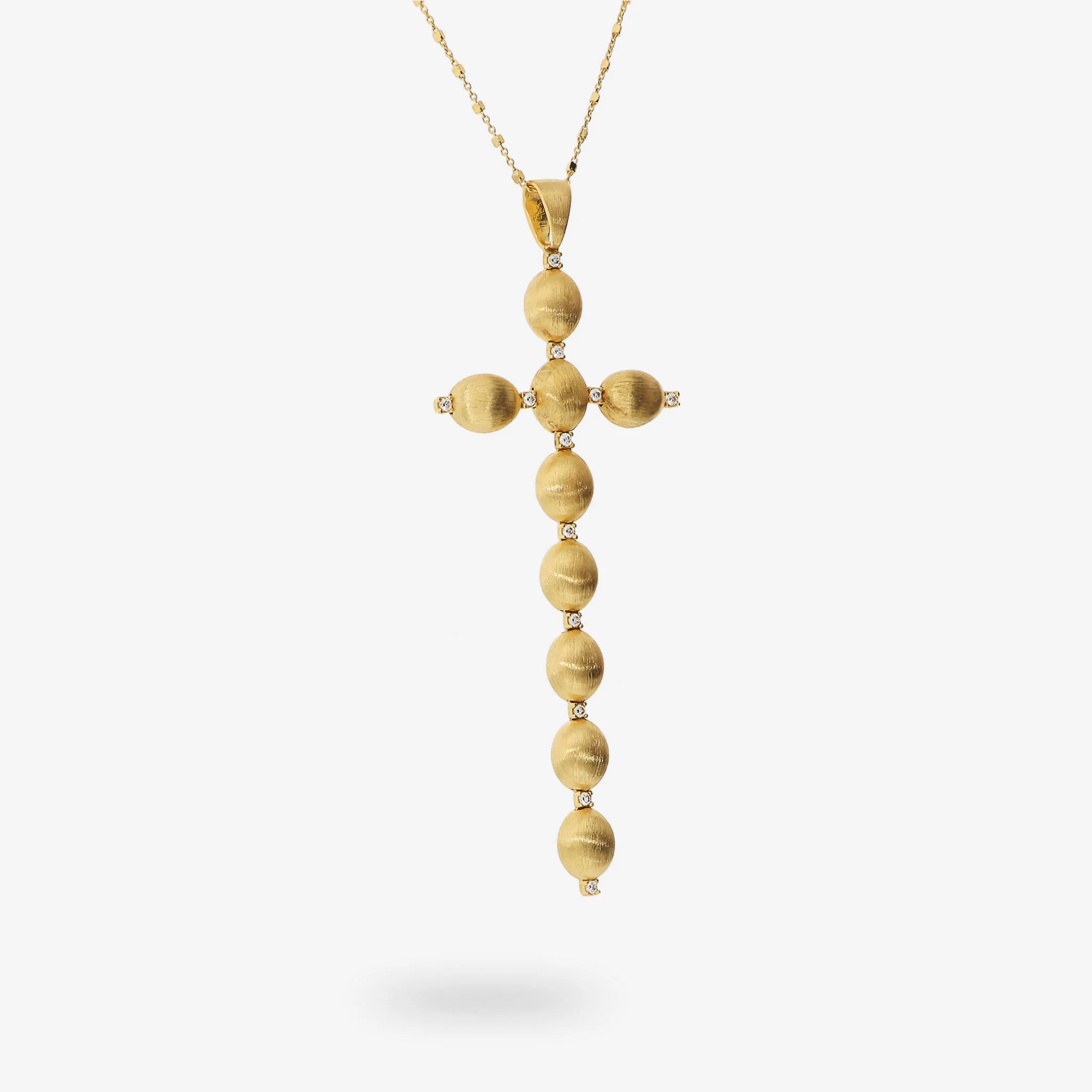 925 Sterling Silver 18Kt Yellow Gold Plated Necklace with Satin Cross Pendant