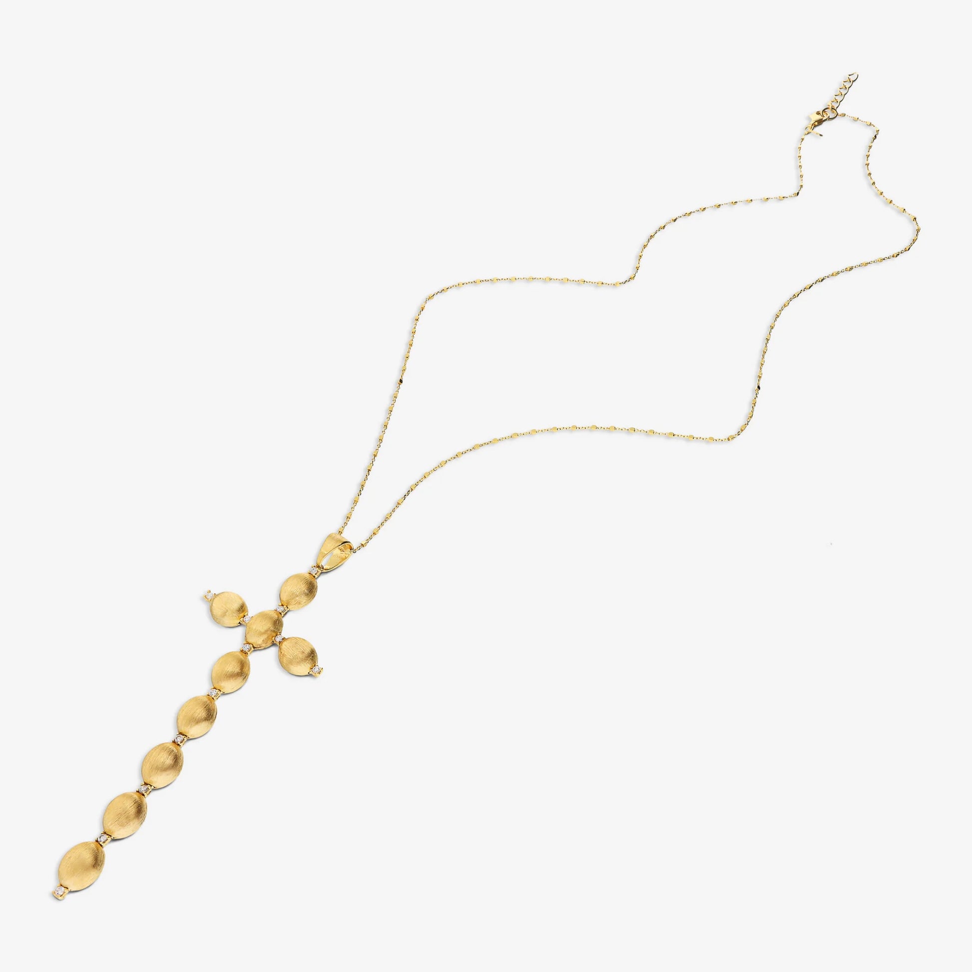 925 Sterling Silver 18Kt Yellow Gold Plated Necklace with Satin Cross Pendant