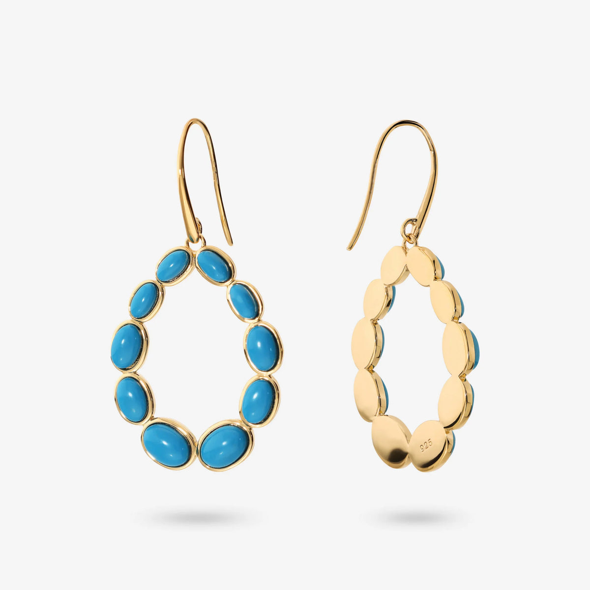 925 Sterling Silver 18Kt Yellow Gold Plated Drop Earrings with Natural Stones