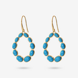 Boucles d'Oreilles Pendantes Gouttes en Argent 925 Plaqué Or Jaune 18 Carats avec Pierres Naturelles