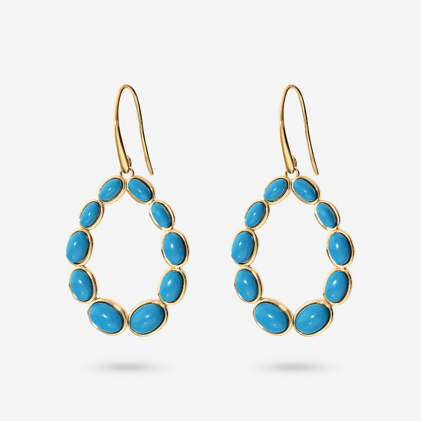Orecchini Pendenti a Goccia in Argento 925 placcato Oro Giallo 18Kt con Pietre Naturali