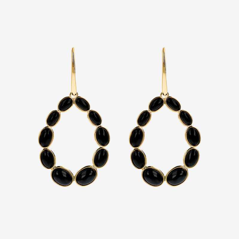 Boucles d'Oreilles Pendantes Gouttes en Argent 925 Plaqué Or Jaune 18 Carats avec Pierres Naturelles