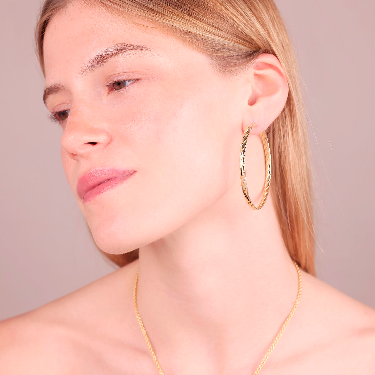 Twisted Hoop Earrings in 18Kt Yellow Gold Plated 925 Silver