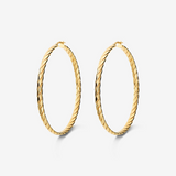 Boucles d'Oreilles Créoles Torsadées en Argent 925 Plaqué Or Jaune 18 Carats