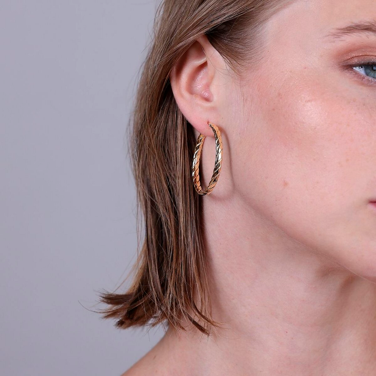 Twisted Hoop Earrings in 18Kt Yellow Gold Plated 925 Silver