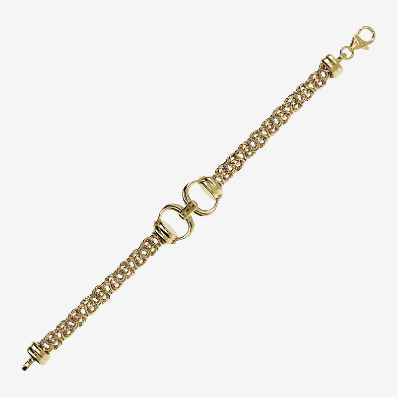 Byzantine Link Bracelet with Horseshoe in 18Kt Yellow Gold Plated 925 Silver