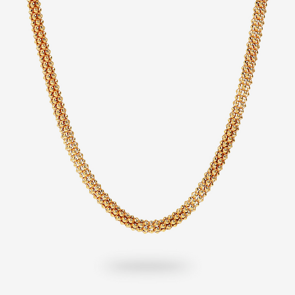 Collier Maille Popcorn en Argent 925 Plaqué Or Jaune 18 Carats