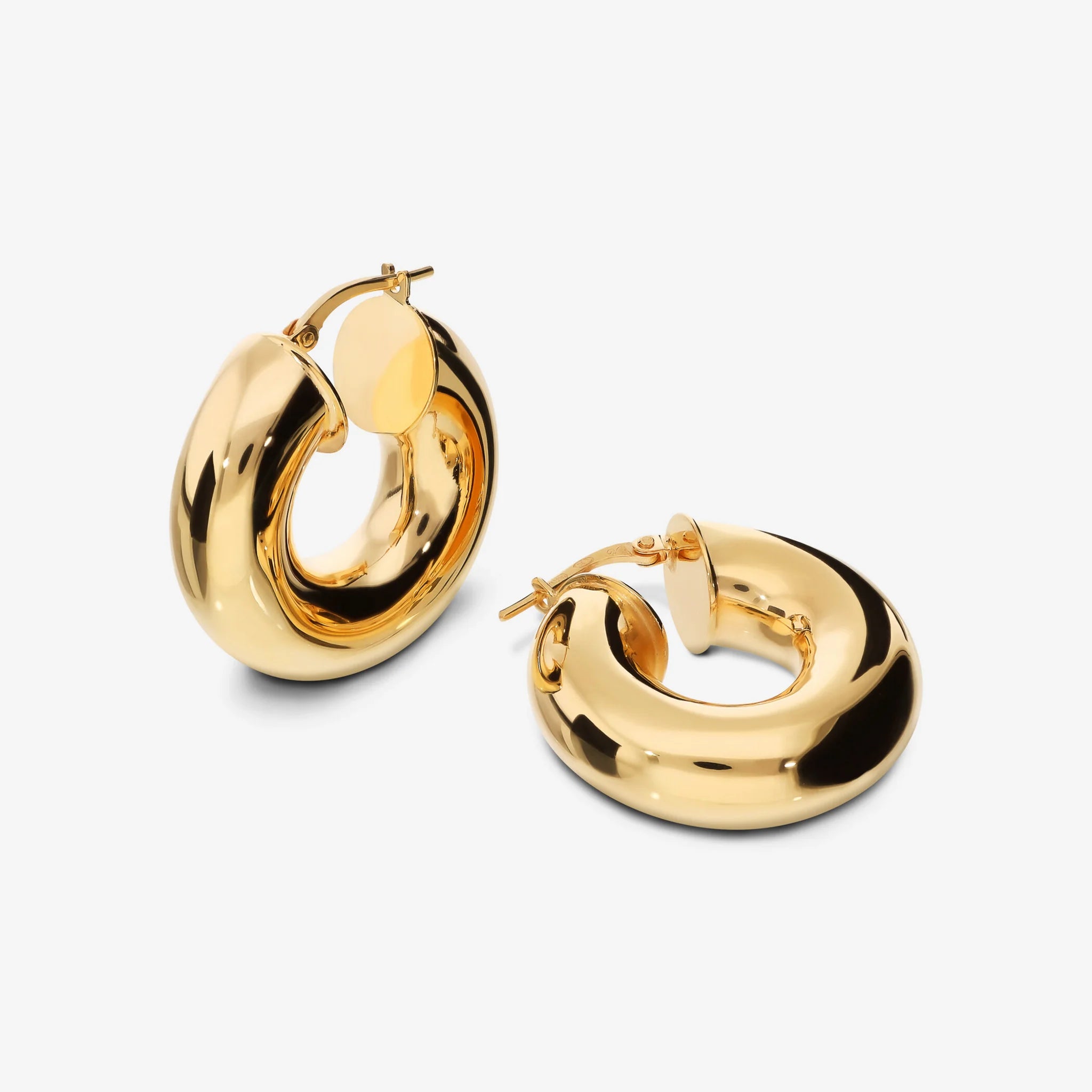 Boucles d'oreilles Maxi en argent 925 plaqué or jaune 18Kt