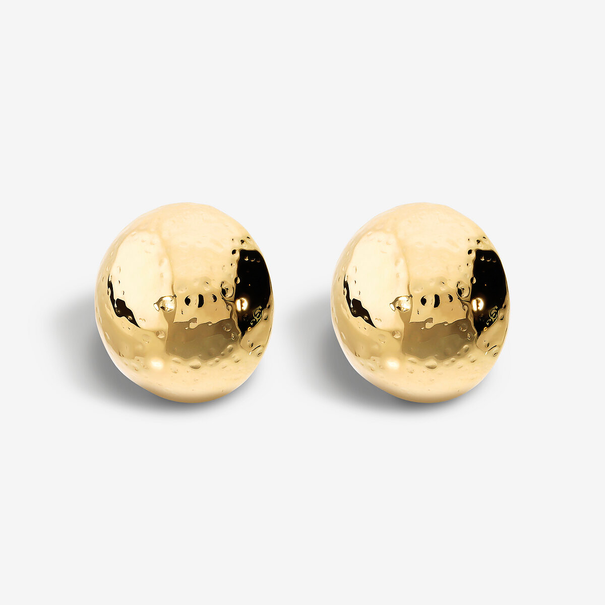 Boucles d'oreilles en sphère martelée en argent 925 plaqué or jaune 18Kt